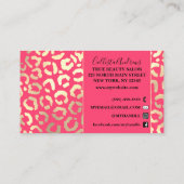 Chic Gold Neon Pink Leopard Cheetah Dierenprint Visitekaartje (Achterkant)
