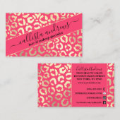 Chic Gold Neon Pink Leopard Cheetah Dierenprint Visitekaartje (Voorkant / Achterkant)