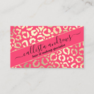 Chic Gold Neon Pink Leopard Cheetah Dierenprint Visitekaartje