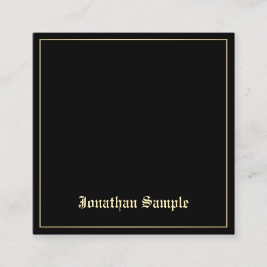 Chic Gold Old Script Font legant Attractive Plain Vierkante Visitekaartje (Voorkant)