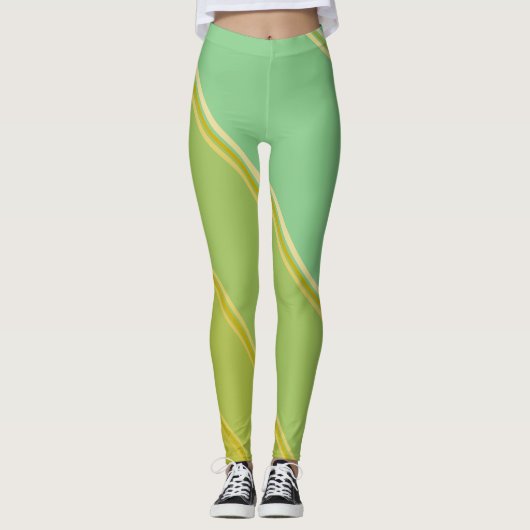 Chic Gold onder Eggshell Blue Banded Print Leggings (Voorkant)