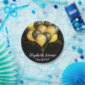 Chic Gold op zwarte ballonnen en Confetti Papieren Bordje (Feest)