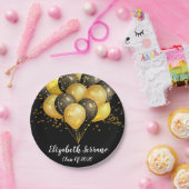 Chic Gold op zwarte ballonnen en Confetti Papieren Bordje (Feest)