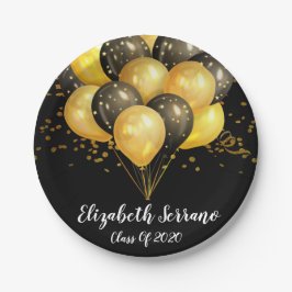 Chic Gold op zwarte ballonnen en Confetti Papieren Bordje