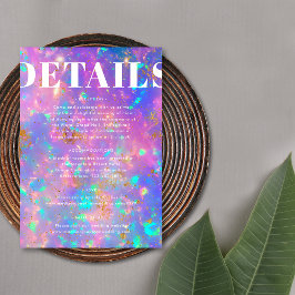 Chic Gold Opal Bold Modern Wedding Details Informatiekaartje