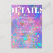 Chic Gold Opal Bold Modern Wedding Details Informatiekaartje (Voorkant)