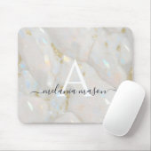 Chic Gold Opal Gemstone Marble Monogram Muismat (Met muis)