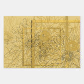 Chic Gold Oranje Roze Floral Inpakpapier Vel (Voorkant)