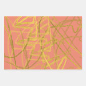Chic Gold Oranje Roze Floral Inpakpapier Vel (Voorkant 3)