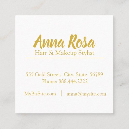 *~* Chic Gold Paarse Marble Girly Makeup Popular Vierkante Visitekaartje (Achterkant)