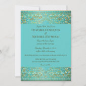 Chic Gold Paisley en Aqua Blue Kaart (Voorkant)