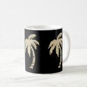Chic Gold Palm Trees Black/White Coffee Tea Mok (Voorkant rechts)