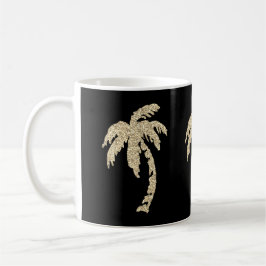 Chic Gold Palm Trees Black/White Coffee Tea Mok
