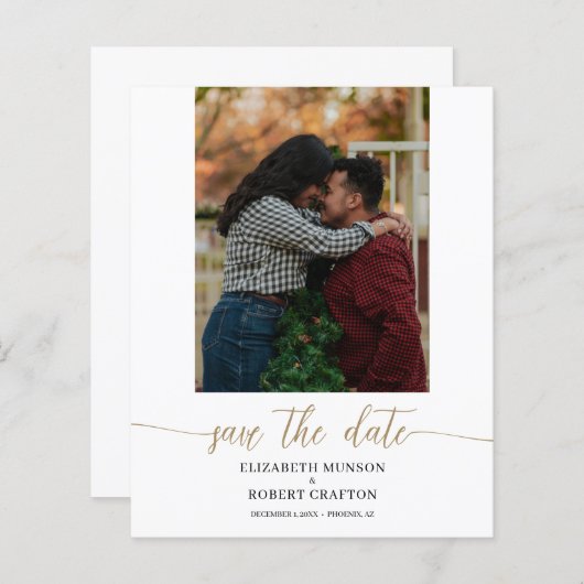 Chic Gold Photo Wedding Save the Date (Voorkant / Achterkant)