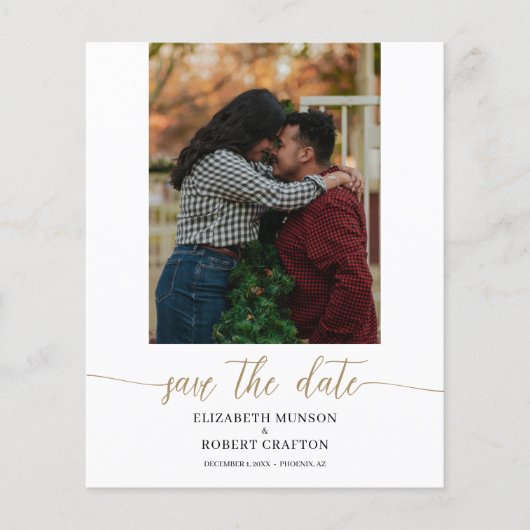 Chic Gold Photo Wedding Save the Date (Voorkant)