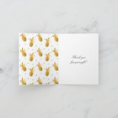 Chic Gold Pineapples and Dots Thank you Bedankkaart (Binnen)