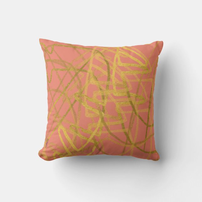 Chic Gold Pink Abstract Kussen (Voorkant)