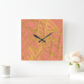 Chic Gold Pink Abstract Vierkante Klok (Huis)