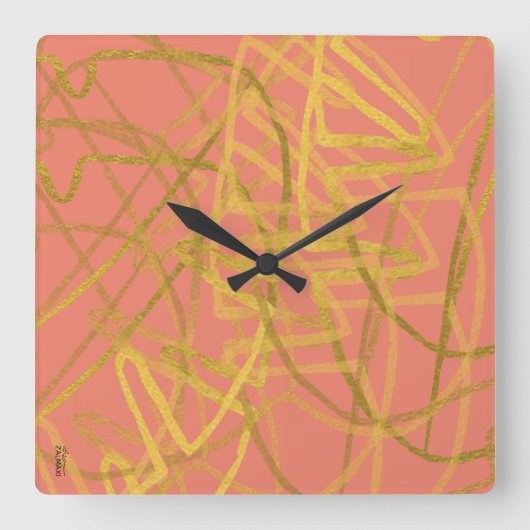 Chic Gold Pink Abstract Vierkante Klok (Voorkant)
