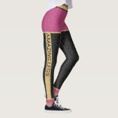 Chic Gold Pink Black Glitter Monogram Leggings (Rechts)