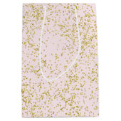 Chic Gold Pink Blush Confetti Sparkle Medium Cadeauzakje (Voorkant)