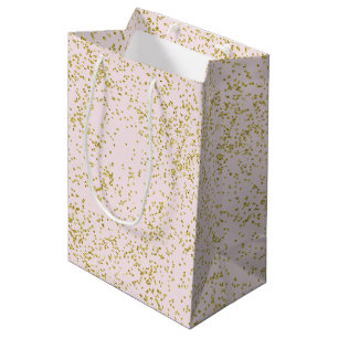 Chic Gold Pink Blush Confetti Sparkle Medium Cadeauzakje