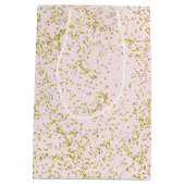 Chic Gold Pink Blush Confetti Sparkle Medium Cadeauzakje (Achterkant)