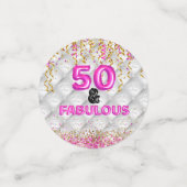 Chic Gold Pink Glitter 50 Fabulous 50th Birthday Confetti (Kleine voorkant)