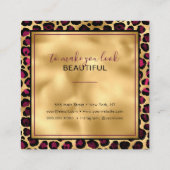 Chic Gold Pink Leopard Print Mode Trendy Moderne Vierkante Visitekaartje (Achterkant)