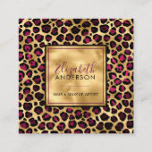 Chic Gold Pink Leopard Print Mode Trendy Moderne Vierkante Visitekaartje (Voorkant)