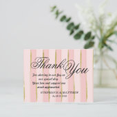 Chic Gold Pink Stripes Dank u Briefkaarten (Staand voorkant)