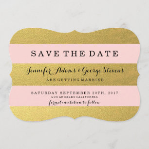 CHIC GOLD PINKSTRIPEN BEWAREN DE DATUM SAVE THE DATE