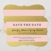 CHIC GOLD | PINKSTRIPEN BEWAREN DE DATUM SAVE THE DATE (Voorkant / Achterkant)