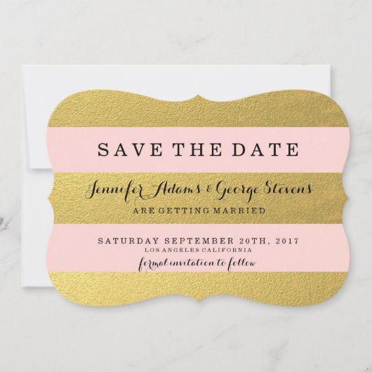 CHIC GOLD | PINKSTRIPEN BEWAREN DE DATUM SAVE THE DATE (Voorkant)