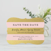 CHIC GOLD | PINKSTRIPEN BEWAREN DE DATUM SAVE THE DATE (Staand voorkant)