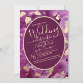 Chic Gold Plum Lila Acryl Brushstroke Wedding Kaart (Voorkant)