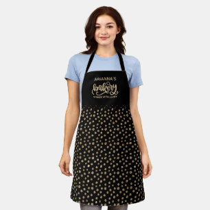Chic Gold Polka Dots Baking Apron for Baker Schort