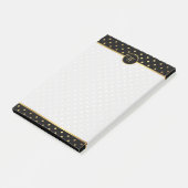 Chic Gold Polka Dots on Black met jouw monogram Post-it® Notes (Schuin)