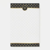 Chic Gold Polka Dots on Black met jouw monogram Post-it® Notes (Voorkant)