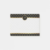 Chic Gold Polka Dots on Black met jouw monogram Post-it® Notes (Voorkant)