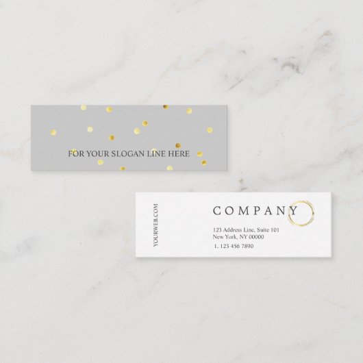 Chic Gold PolkaDot Pattern Grey Mini Visitekaartje (Voorkant / Achterkant)
