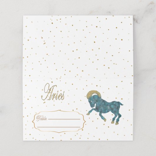 Chic Gold Ram Zodiac Verjaardag Plaatskaartje (Buitenkant ongevouwen)