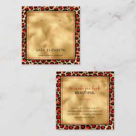 Chic Gold Red Leopard-kaart voor aflevering Vierkante Visitekaartje