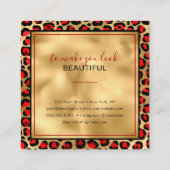 Chic Gold Red Leopard-kaart voor aflevering Vierkante Visitekaartje (Achterkant)
