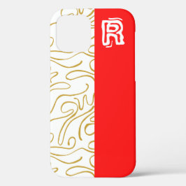 Chic Gold Red Monogram Hoesje-poort iPhone draagta Case-Mate iPhone Case