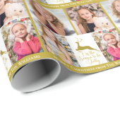 Chic Gold Reindeer Dit is de Seizoenfoto Collage Cadeaupapier (Rol Hoek)