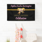 Chic Gold Ribbon Birthday Party Banner (Insitu)