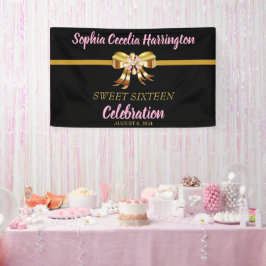 Chic Gold Ribbon Birthday Party Banner