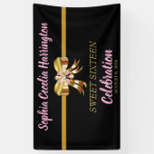 Chic Gold Ribbon Birthday Party Banner (Verticaal)