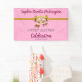 Chic Gold Ribbon Birthday Party Banner (Insitu)